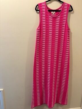 Rhowe Hot Pink Sleeveless Knit Midi Dress - NWT - medium - cotton blend